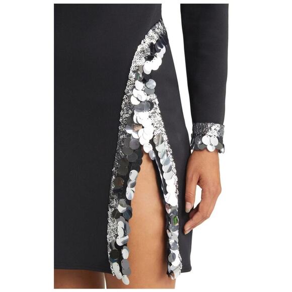 SHO by Tadashi Shoji Sequin Detail Long Sleeve Cocktail Dress Size Small - Picture 4 of 11